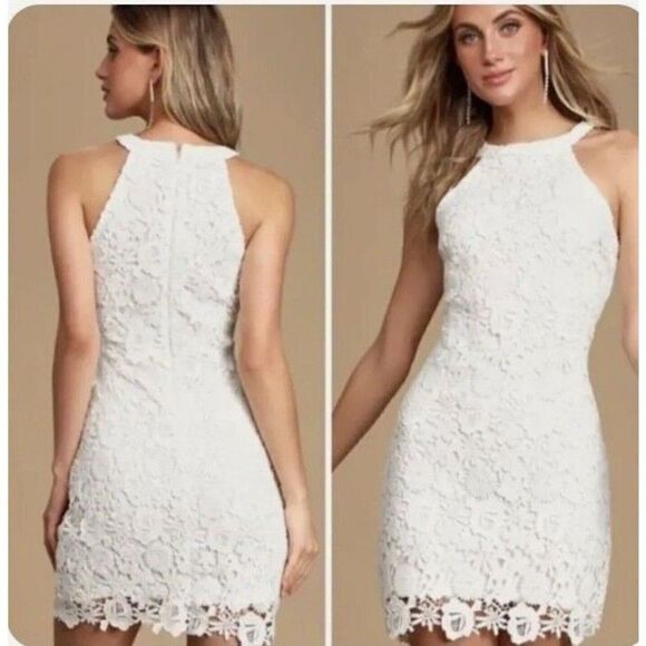 Lulu's Dress White‎ Lace Love Poem Mini Dress Size X-Small - Picture 2 of 9